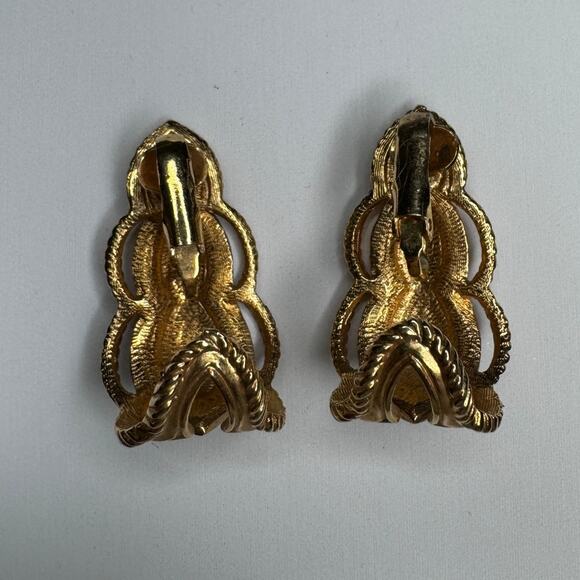 Black and Gold Baroque Clip On Dangles - Picture 3 of 5